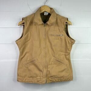 ETHYL‎ Tan Khaki Cotton Cowgirl Western Sleeveless Vest Zip-Up Jacket Size Small